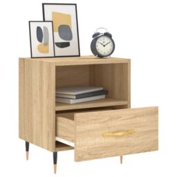 Berkfield Home Bedside Cabinets 2 pcs Sonoma Oak 40x35x47.5 cm Engineered Wood in Brown - thumbnail 4