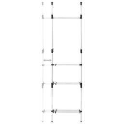 Berkfield Home Telescopic Wardrobe System with Rods & Shelf Aluminium in Silver - thumbnail 7