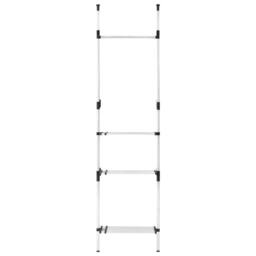 Berkfield Home Telescopic Wardrobe System with Rods & Shelf Aluminium in Silver - thumbnail 6
