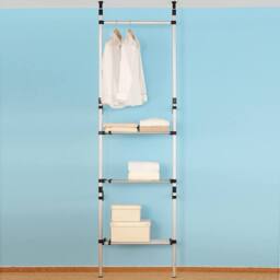 Berkfield Home Telescopic Wardrobe System with Rods & Shelf Aluminium in Silver - thumbnail 4