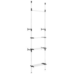 Berkfield Home Telescopic Wardrobe System with Rods & Shelf Aluminium in Silver - thumbnail 3