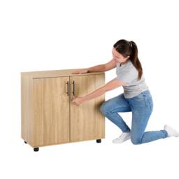 Moderna MMT Oak Storage Cabinet for Office Home, 2 Door, Locking Wooden Cupboard - Sonoma Oak in Brown - thumbnail 7