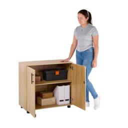 Moderna MMT Oak Storage Cabinet for Office Home, 2 Door, Locking Wooden Cupboard - Sonoma Oak in Brown - thumbnail 8