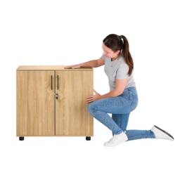 Moderna MMT Oak Storage Cabinet for Office Home, 2 Door, Locking Wooden Cupboard - Sonoma Oak in Brown - thumbnail 6