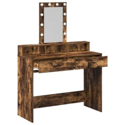 Berkfield Home Dressing Table with LED Lights¬†Smoked Oak 100x41x140 cm in Brown - Size: 100 x 41 x 140 cm - thumbnail 4