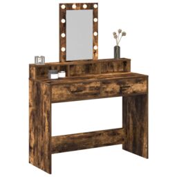 Berkfield Home Dressing Table with LED Lights¬†Smoked Oak 100x41x140 cm in Brown - Size: 100 x 41 x 140 cm - thumbnail 3