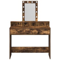 Berkfield Home Dressing Table with LED Lights¬†Smoked Oak 100x41x140 cm in Brown - Size: 100 x 41 x 140 cm - thumbnail 5