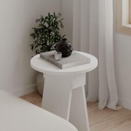 Decortie Chen' Modern Side Table Round Shape 42cm in White - Size: 1 Pack - thumbnail 2
