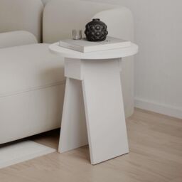 Decortie Chen' Modern Side Table Round Shape 42cm in White - Size: 1 Pack - thumbnail 5