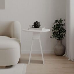 Decortie Chen' Modern Side Table Round Shape 42cm in White - Size: 1 Pack - thumbnail 1