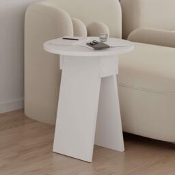 Decortie Chen' Modern Side Table Round Shape 42cm in White - Size: 1 Pack - thumbnail 4