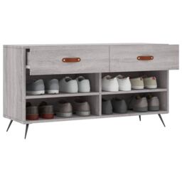 Berkfield Home Shoe Bench Grey Sonoma 102x35x55 cm Engineered Wood - Size: 102 x 35 x 55 cm - thumbnail 4