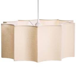 Wyld and Coco Pendant Lamp - Beige Geometric Fabric Shade Iron Base - thumbnail 2