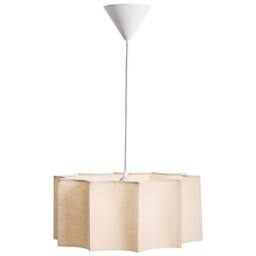 Wyld and Coco Pendant Lamp - Beige Geometric Fabric Shade Iron Base - thumbnail 4