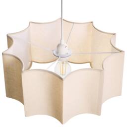Wyld and Coco Pendant Lamp - Beige Geometric Fabric Shade Iron Base - thumbnail 5