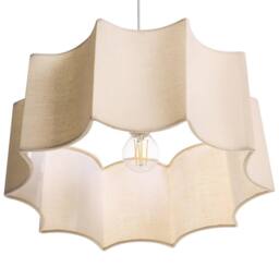 Wyld and Coco Pendant Lamp - Beige Geometric Fabric Shade Iron Base - thumbnail 6