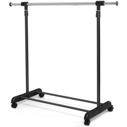 CASART Height-Adjustable Rolling Clothes Rack Pull-out Clothes Rail in Black - thumbnail 9