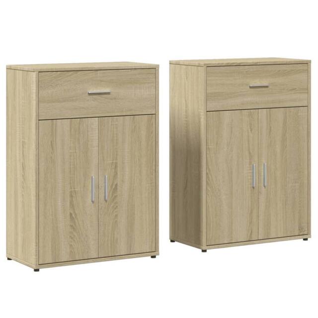 Berkfield Home Sideboards 2 pcs Sonoma Oak 60x30x84 cm Engineered Wood in Light Tan - Size: 60 x 30 x 84 cm - image 1