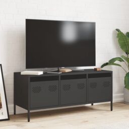 Berkfield Home TV Cabinet Black 101.5x39x43.5 cm Cold-rolled Steel - thumbnail 3