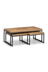 Julian Bowen Brooklyn Rectangular Coffee Table with 2 Nesting Tables in Light Oak - thumbnail 2