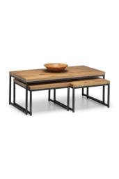 Julian Bowen Brooklyn Rectangular Coffee Table with 2 Nesting Tables in Light Oak - thumbnail 3