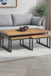 Julian Bowen Brooklyn Rectangular Coffee Table with 2 Nesting Tables in Light Oak - thumbnail 1