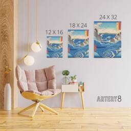 "Artery8 Naruto Whirlpool Hiroshige Canvas Japanese Wall Art in Blue - Size: W18"" x H24""" - thumbnail 4