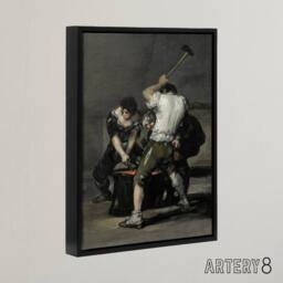 "Artery8 Forge Labour Men Anvil Francisco Goya Framed Canvas Wall Art Print in Grey - Size: W12"" x H16""" - thumbnail 2