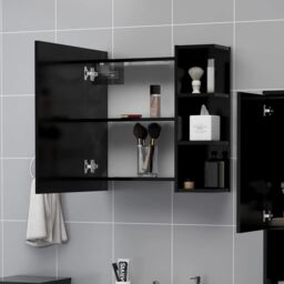 Berkfield Home Bathroom Mirror Cabinet Black 62.5x20.5x64 cm Engineered Wood - thumbnail 3