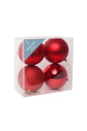 KDMD Red Shatterproof Baubles 12cm 4 Pack - thumbnail 2