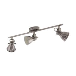 Loops Flush Ceiling Light Colour Nickel Antique Creme Shade Bulb GU10 3x3.3W in Metallics - thumbnail 1
