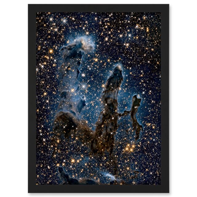 Artery8 Hubble Space Telescope Image The Pillars Of Creation Blue Haze Near Infrared View Of Eagle Nebula Light Silhouettes Of Stars Dust & Gas Art - image 1