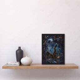 Artery8 Hubble Space Telescope Image The Pillars Of Creation Blue Haze Near Infrared View Of Eagle Nebula Light Silhouettes Of Stars Dust & Gas Art - thumbnail 2
