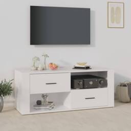 Berkfield Home TV Cabinet White 100x35x40 cm Engineered Wood - Size: 100 x 35 x 40 cm - thumbnail 2