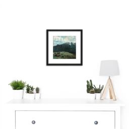 Artery8 Courbet View Of Alps Les Dents Du Midi 8X8 Inch Square Wooden Framed Wall Art Print Picture with Mount in Black - thumbnail 2
