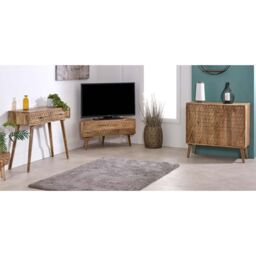 Ryley Light Mango Wood Corner TV Stand - thumbnail 3