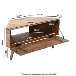 IH Design Ryley Light Mango Wood Corner TV Stand in Natural - thumbnail 6