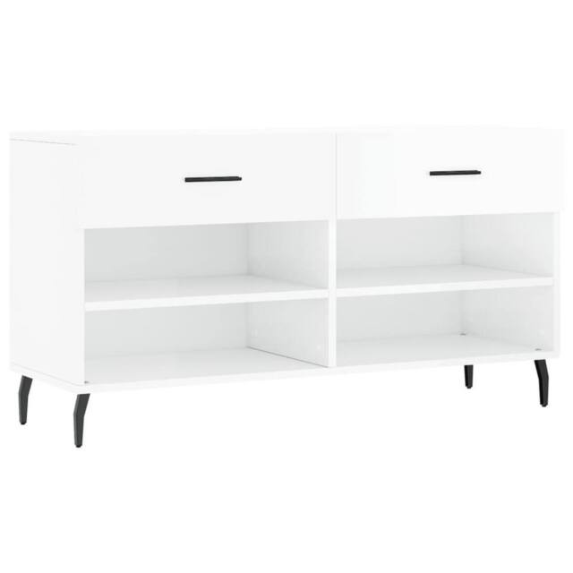Berkfield Home Shoe Bench High Gloss White 102x35x55 cm Engineered Wood - Size: 102 x 35 x 55 cm - image 1