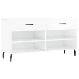 Berkfield Home Shoe Bench High Gloss White 102x35x55 cm Engineered Wood - Size: 102 x 35 x 55 cm