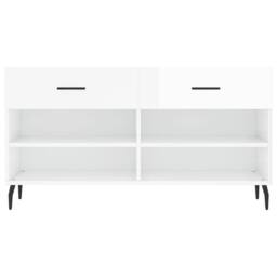 Berkfield Home Shoe Bench High Gloss White 102x35x55 cm Engineered Wood - Size: 102 x 35 x 55 cm - thumbnail 6