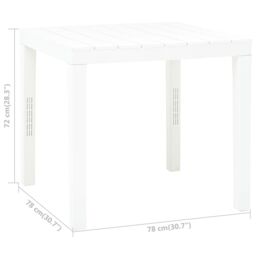 Berkfield Home Garden Table White 78x78x72 cm Plastic - Size: 78 x 78 x 72 cm - thumbnail 5