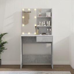 Berkfield Home Dressing Table with LED Concrete Grey 74.5x40x141 cm - thumbnail 4