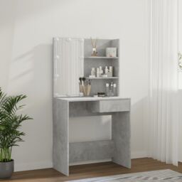Berkfield Home Dressing Table with LED Concrete Grey 74.5x40x141 cm - thumbnail 5