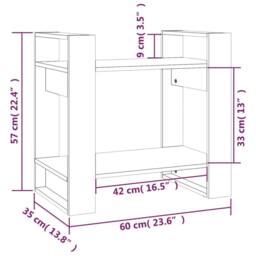 Berkfield Home Beautiful Book Cabinet/Room Divider Black 60x35x57 cm Solid Wood Pine - Size: 60 x 35 x 57 cm - thumbnail 8