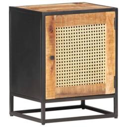 Berkfield Home Bedside Cabinet 40x30x50 cm Rough Mango Wood & Natural Cane in Brown - Size: 40 x 30 x 50 cm - thumbnail 9