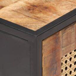 Berkfield Home Bedside Cabinet 40x30x50 cm Rough Mango Wood & Natural Cane in Brown - Size: 40 x 30 x 50 cm - thumbnail 6