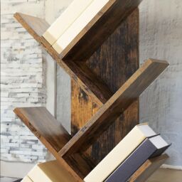 Rafaelo Mobilia Industrial 8 Tier Tree Free-Standing Book Shelf in Dark Brown - thumbnail 5