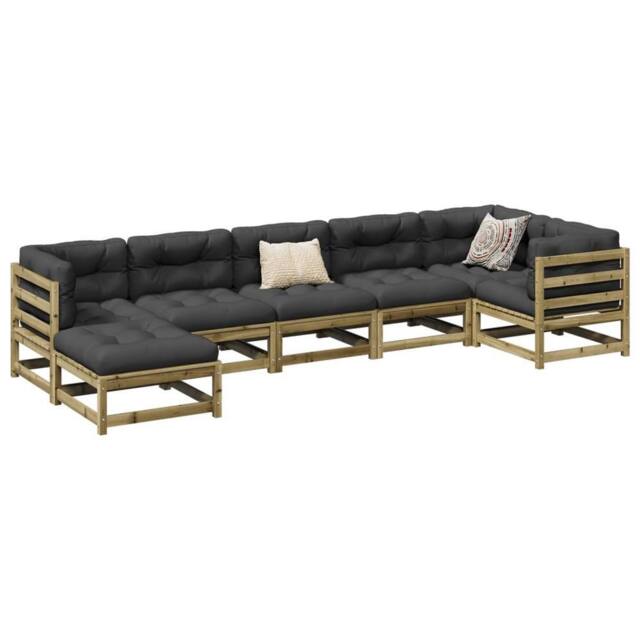 Berkfield Home 7 Piece Garden Sofa Set Impregnated Wood Pine in Brown - image 1