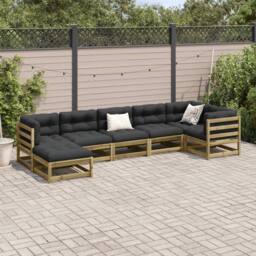 Berkfield Home 7 Piece Garden Sofa Set Impregnated Wood Pine in Brown - thumbnail 3