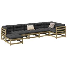 Berkfield Home 7 Piece Garden Sofa Set Impregnated Wood Pine in Brown - thumbnail 1